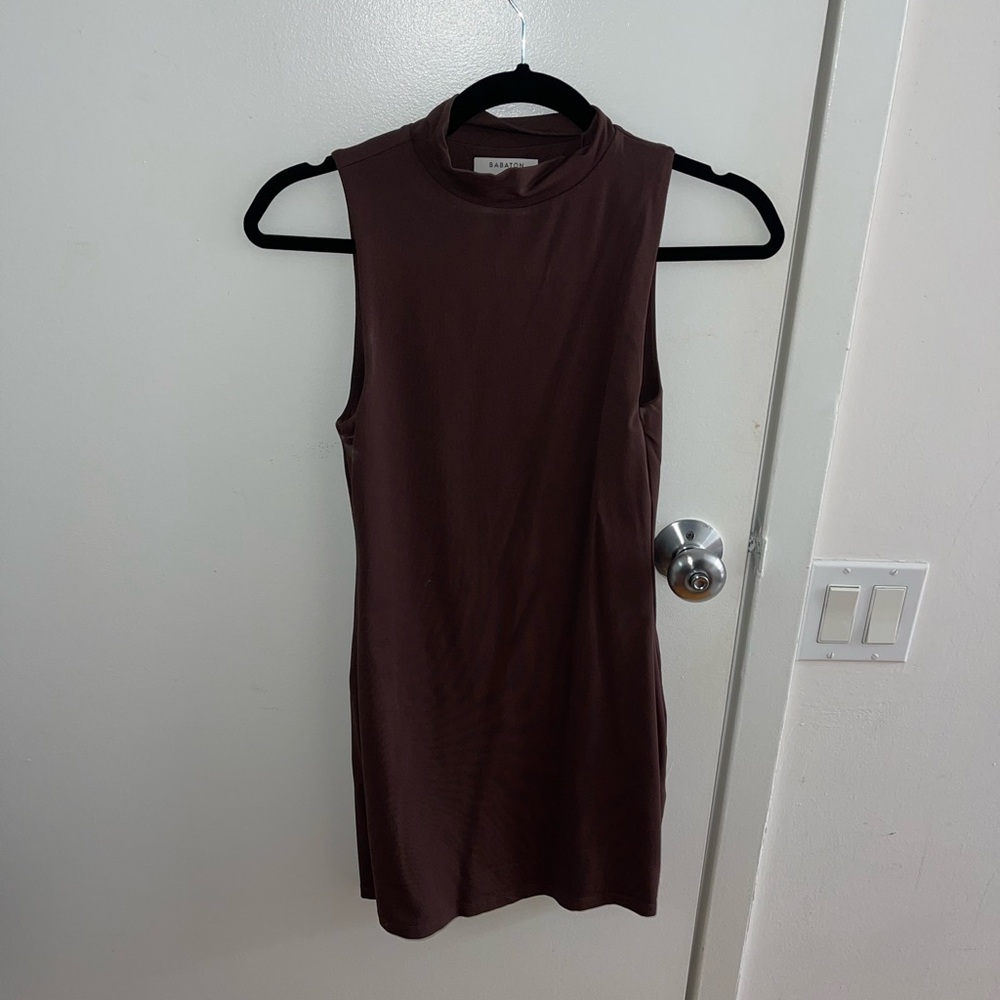 Babaton Sleeveless Brown Mini Dress